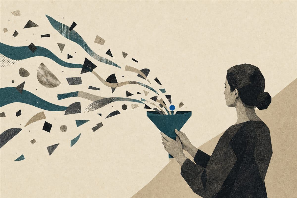 A person gathering scattered streams into one useful tool